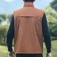 thumbnail image 5 of LNWUY Lightweight Cargo Vest for Men Athletic Sleeveless Vest Big and Tall Zip Up Vest Outdoor Hiking Vest with Pockets Brown XXXL, 5 of 5