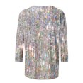 thumbnail image 4 of Meichang T-Shirt à Manches 3/4 pour Femmes Imprimé Tendance Hauts Fins de Printemps Décontractés Col Rond Léger Doux Tunique Ajustée Style Mode Extensible Haut de Vacances, 4 of 5