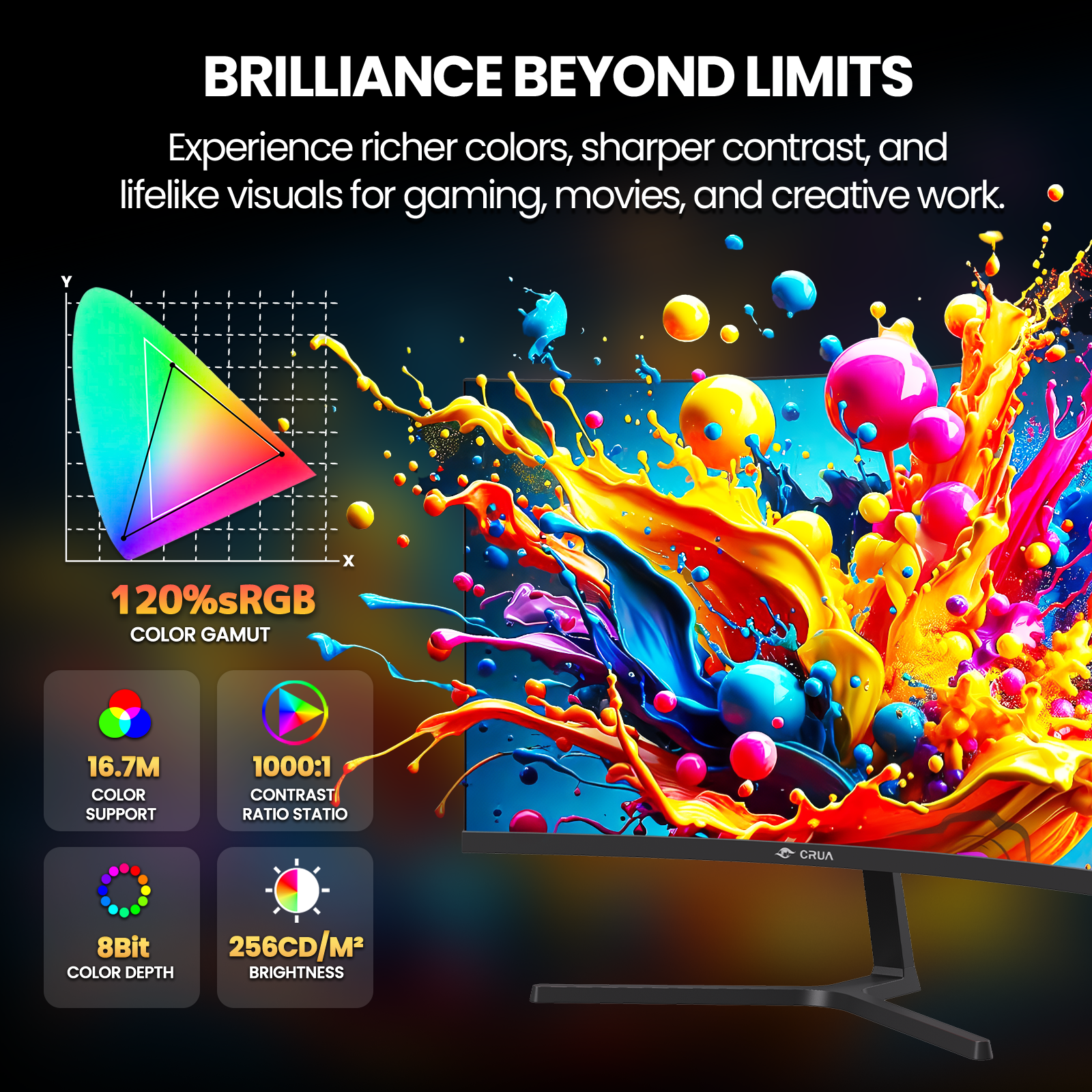 CRUA 24.5" IPS Gaming Monitor 1080P 120Hz photo 5