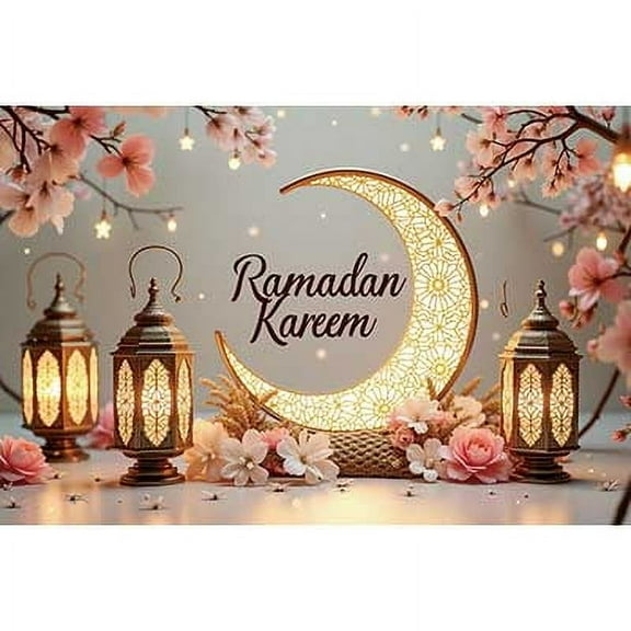 202 Ramadan Mubarak Backdrop Eid al Fitr rations Background Islamic Mosque Lantern Moon Party Studio Banner Poster