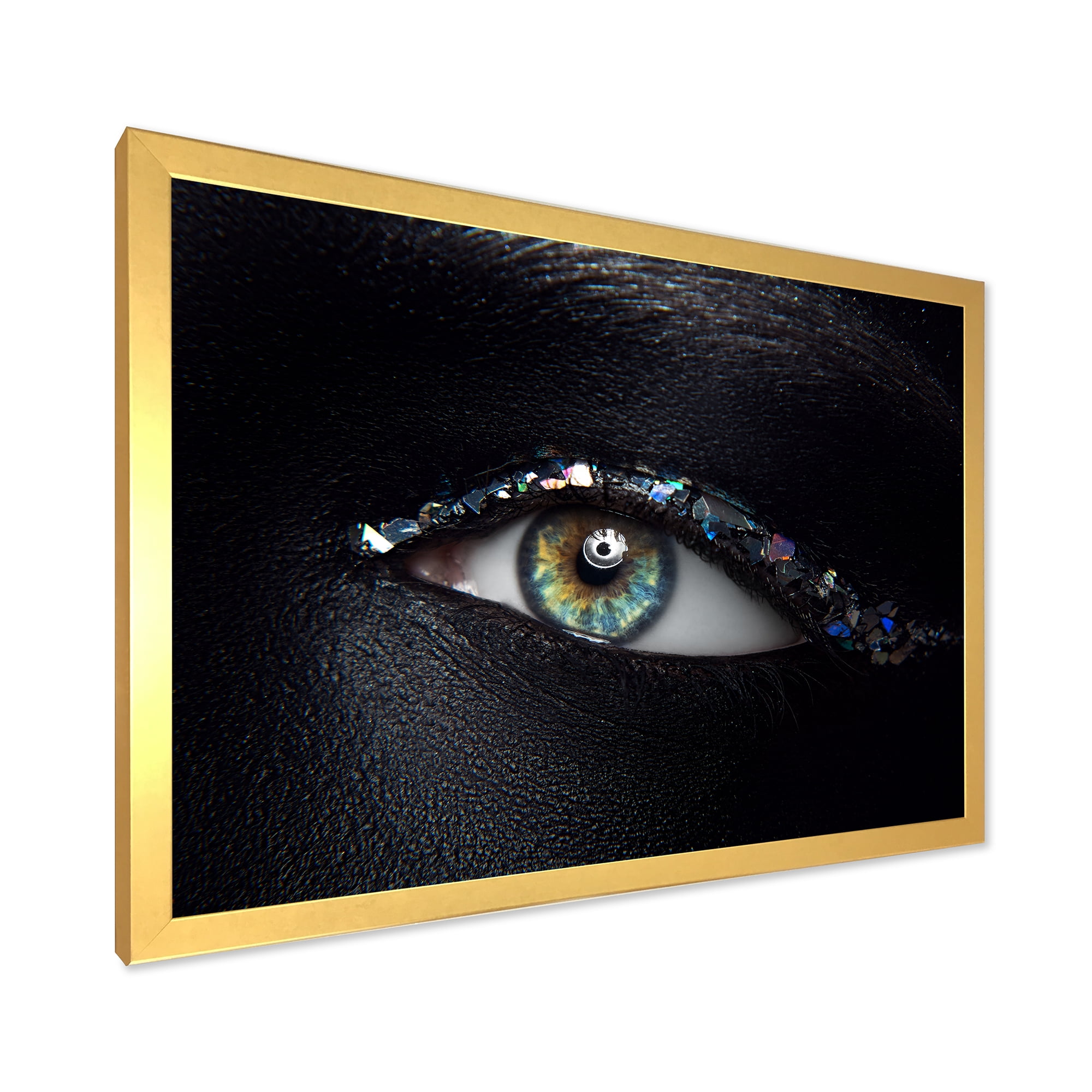 Designart 'Girl Eyes With Multi-Colored Glass Sparkles' Modern Framed Art Print