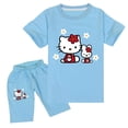 thumbnail image 2 of Traje de Hello Kitty para niños, Top con estampado de dibujos animados bonitos para niñas + Pantalones cortos, conjunto de dos piezas, camiseta de manga corta para niños + Pantalones deportivos para n, 2 of 5