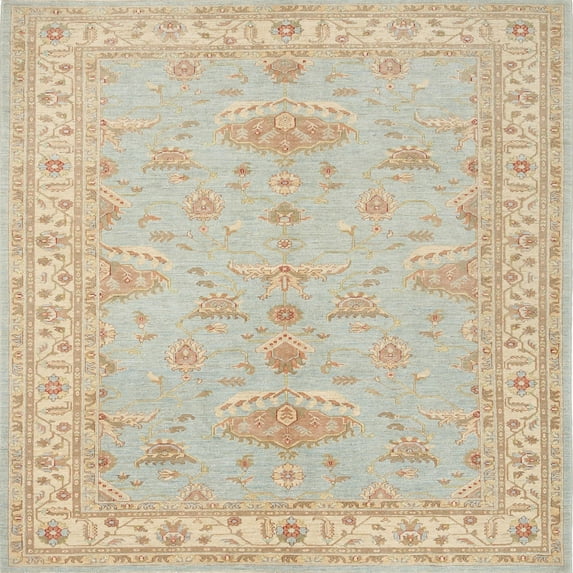 Ahgly Company Indoor Square Traditional Desert Sand Beige Persian Area Rugs, 7' Square