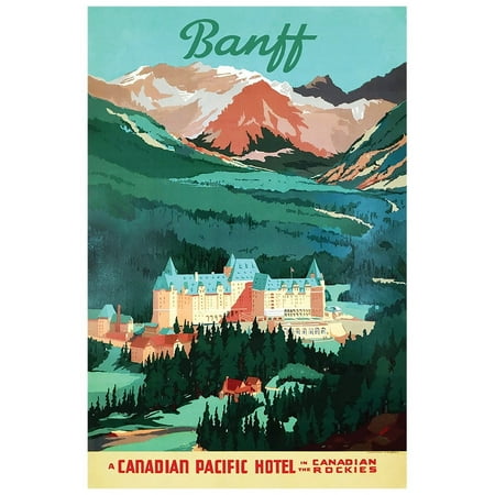 Canada - Candian Pacific Hotel - Banff - Vintage Travel Poster (11x17Inches)