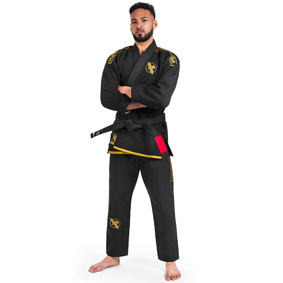 Hayabusa Lightweight Pearl Weave Jiu Jitsu Gi, Black/Gold A4