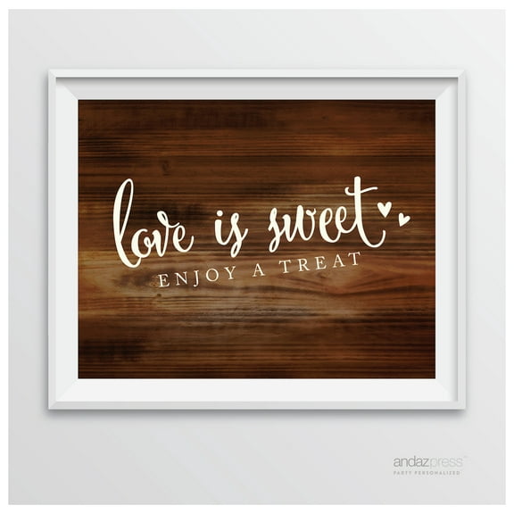 Love Is Sweet, Enjoy A Treat Rustic Wood Wedding Party Signs