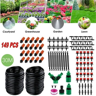 100Ft Misting Drip Irrigation System - Plant Timer, Self Garden Watering Hose Spray, Efficient Adjustable Drip Irrigation Kit for Self Garden Watering - Spray, Mist, and Save Water