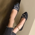 thumbnail image 4 of pwidon Women's Ballet Flats Slip On Flat Rhinestone Heart Bow Comfort Office Walking Casual Dress Shoes Black 5, 4 of 5