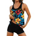 thumbnail image 4 of VISALY Tankini Swimsuits for Women Tankini Bathing Suits Two Piece Flower Graphic Swim Tank Top with Boyshorts Tummy Control Bathing Suits Flowy Swim Tops with Boy Shorts Swimwear Black L, 4 of 7