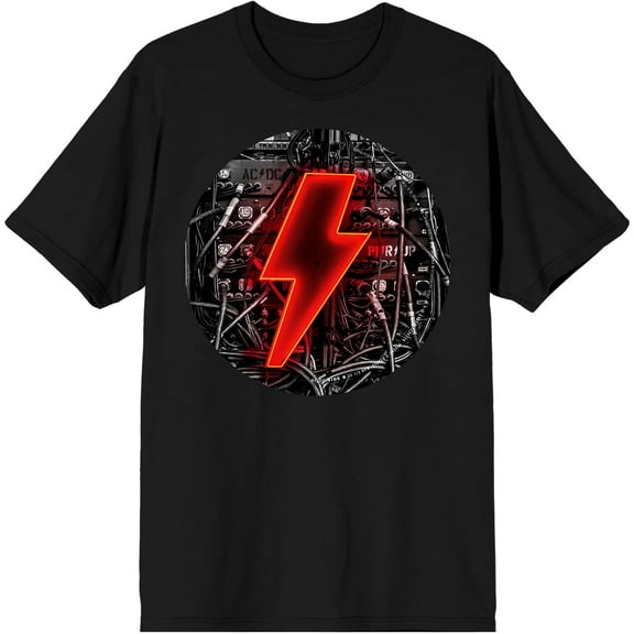ACDC Red Power Logo Men's Black T-shirt-6XL