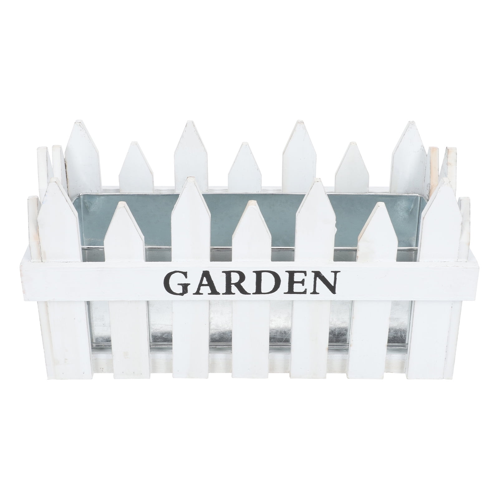 Picket Fence Flower Pot Wooden Fence Planter Rustic Flower Pot 35x18cm White