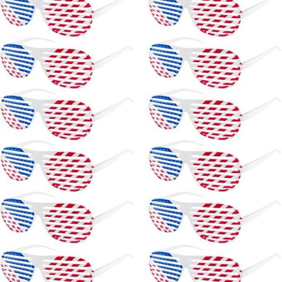 12 Pairs American Flag USA Patriotic Design Plastic Shutter Glasses Shades Sunglasses Eyewear for Party Props, Decoration