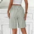 thumbnail image 6 of MLCDZ Womens Striped Bermuda Shorts Casual Loose Lightweight Shorts with Multiple Pockets Elastic Waist Summer Beach Vacation Shorts Pants, 6 of 7