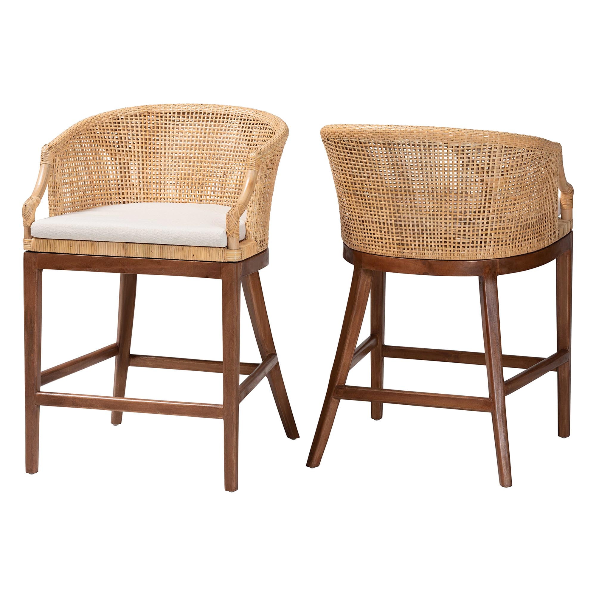 bali & pari Lumajang Boho Counter Stool, 2-Piece, Light Honey