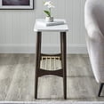 thumbnail image 2 of Walker Edison Marble and Wood Base Rectangle Side Table Living Room Small End Accent Table, 24 Inch, Marble and Dark Brown, 2 of 5