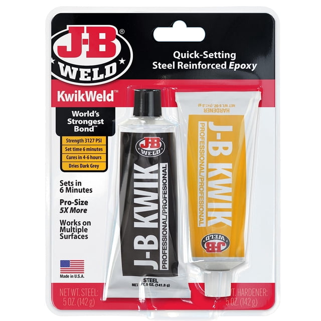 Epoxy J-B Weld KwikWeld, acero de tamaño profesional, 295 ml, paquete doble
