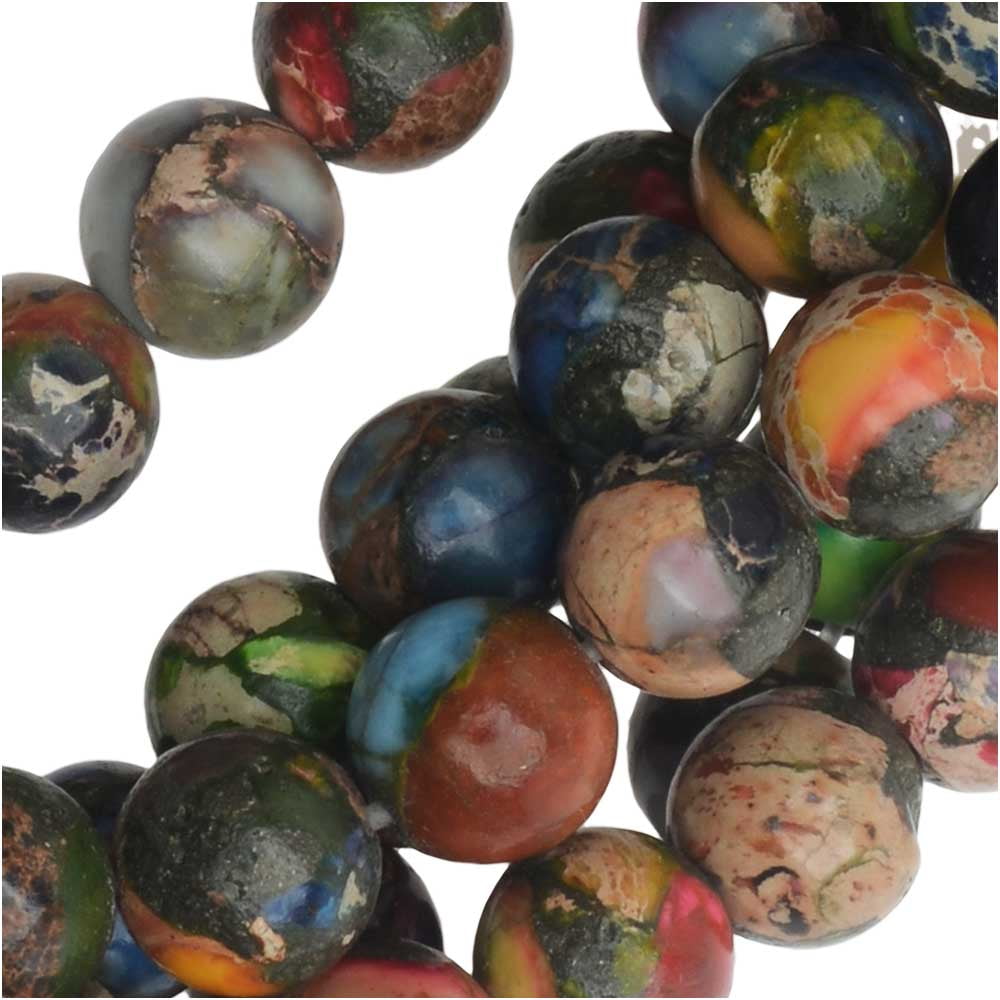Dakota Stones Gemstone Beads, Mixed Impression Jasper, Round 6mm, 8
