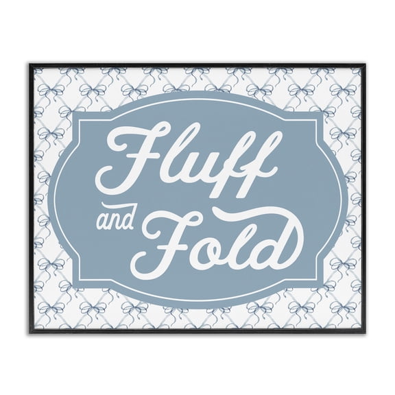 Stupell Industries Fluff & Fold with Bow Pattern Black Framed Giclee Art design by Lettered and Lined, 11 x 14