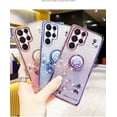 thumbnail image 6 of Electroplated Transparent Floral Phone case with or Without Finger Ring Holder, Small Fragrance Design for Samsung Galaxy S24 S23 S22 S21 Ultra Plus FE Note20 Phone Case (Purple 2,S20 Ultra), 6 of 8