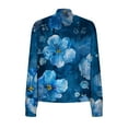thumbnail image 5 of Womens Full Zip Bomber Jackets with Pockets Floral Print Long Sleeve Casual Fall Coat Outerwear Lightweight (2XL, Blue 01), 5 of 7