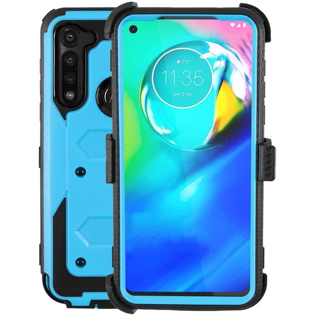 Mignova pour Motorola g Power Case, Étui de Protection Robuste à Absorption des Chocs/haute Résistance aux Impacts avec Béquille, Étui-Holster Pivotant à Pince pour Motorola g Power 6,4 Pouces (Bleu)