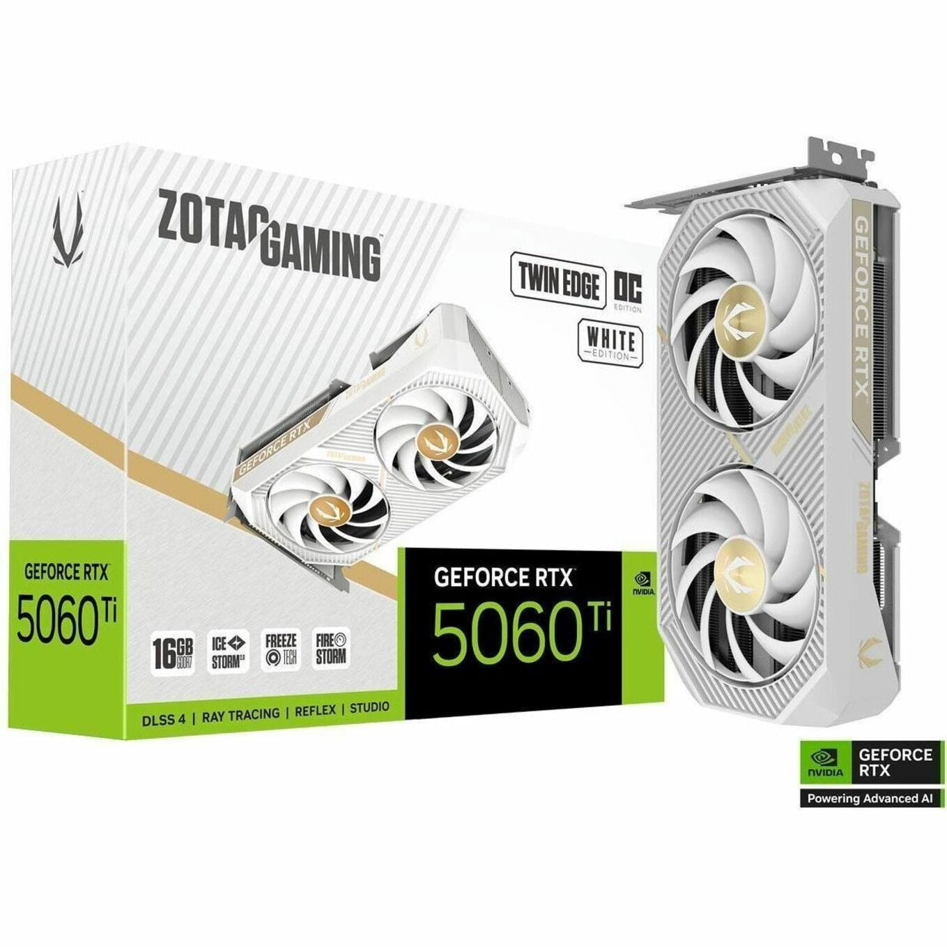 Zotac Usa ZTB50620Q10M GeForce RTX 5060 Ti 16GB GDDR7 Graphics Card White
