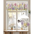 thumbnail image 7 of Rustic Watercolor Floral Kitchen Valances for Windows Tulip Hydrangea Valance Curtains&nbsp; for Kitchen /Living Room/Bedroom/ Bathroom Decor, 42"x12 " ,Rod Pocket 1 Panel, Pink Purple Yellow, 7 of 7