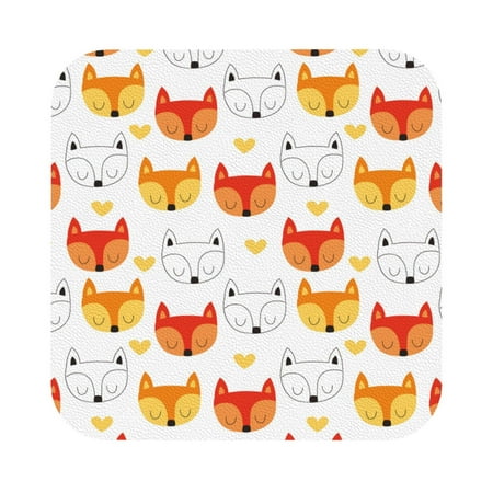 

Matuu Cute Fox with Heart for Cup Coasters Set of 6 Leather Coasters Desk Coasters for Office Measures 4” x 4” Square