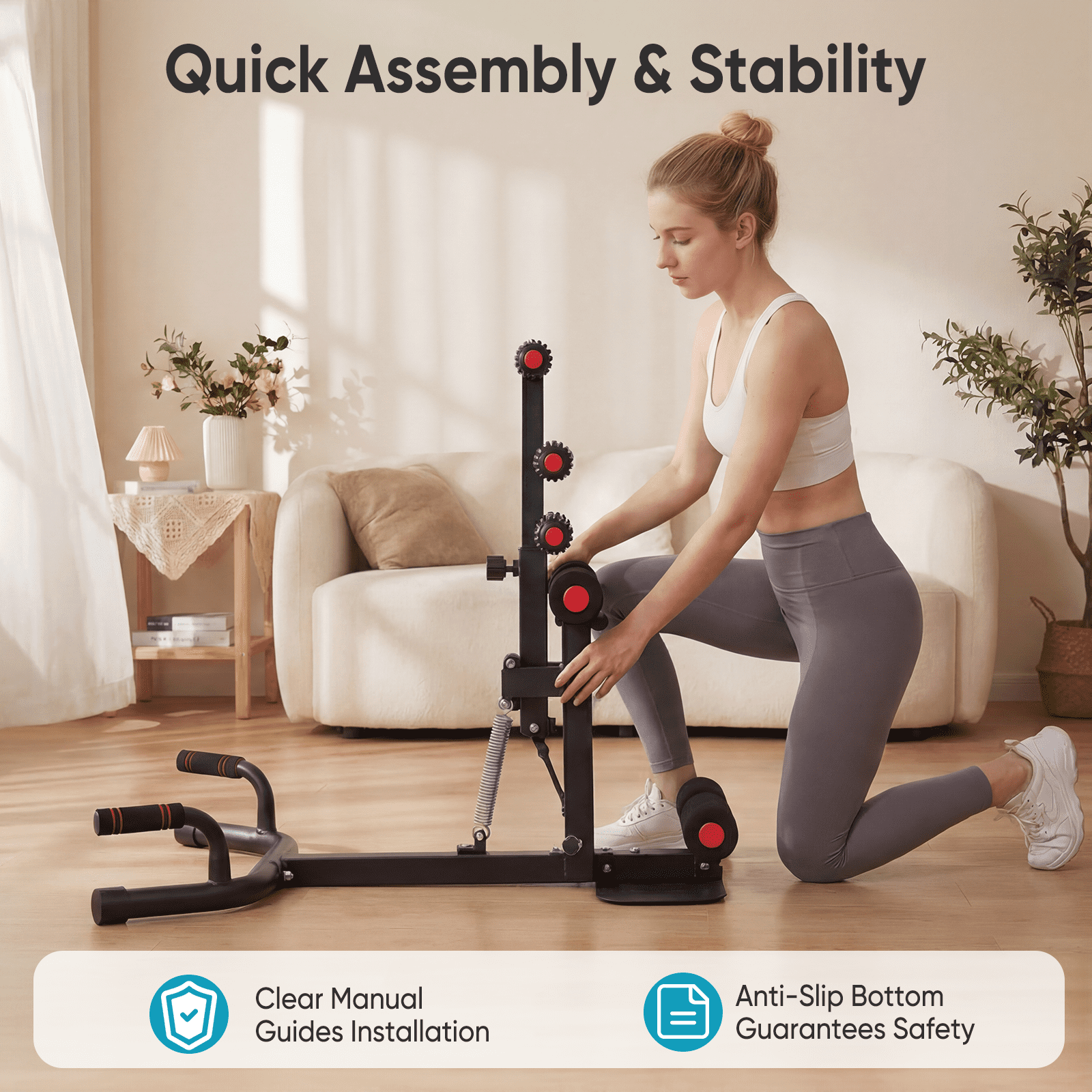 EDX Deep Squat Machine for Women, Adjustable Glutes Trainer, Core & Leg Workout Equipment with Push Up Board for Home Gym