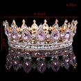 thumbnail image 3 of 2" Height Gold Plated Crystal Rhinestone Teardrop Tiara Princess Prom Wedding Bridal Full Crown Hair Jewelry, 3 of 6