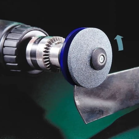Lawn Mower Blade Sharpener Drill Mounted Grinding Stone Round Abrasive Grinding Wheel Drill Attachment For Mowers Garden Tools(Blue-5Cm)