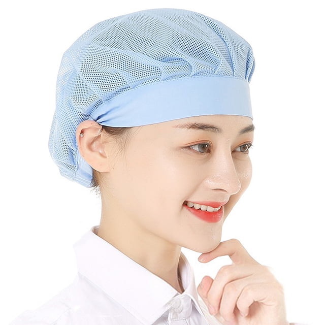Visland Chef Hat Unisex Kitchen Hat Hotel Restaurant Cook Cap Good Breathability Hollow Mesh Solid Color Waiter Chef Work Cap Workshop Factory Hat