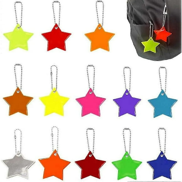 13 pieces, reflective pendant, safety reflector pendant, star-shaped safety reflector, safety reflectors, reflector pendant for school bag, children's reflector
