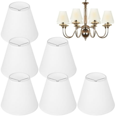 Set of 6 Chandelier Lamp Shades 5 Inch, Mini Barrel Lampshades Clip On for Table Lamp Wall Lamp Replacement, Natural Linen Mini Lamp Shade, 3.2x4.9x5.9in (Top Height Bottom)