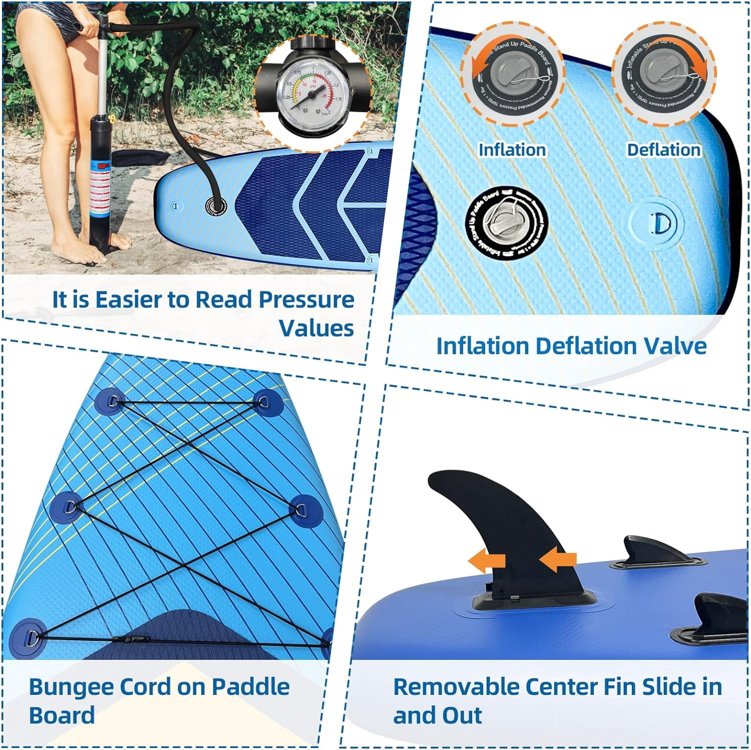 Inflatable Stand Up Paddle Boards, with SUP Paddle Board Accessories, Wide Stable Design, Non-Slip Comfort Deck for Youth & Adults