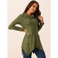 thumbnail image 2 of DARING DIVA Women's Cowl Neck Asymmetrical Hem Tunic Tops with Pockets Army Green L, 2 of 6