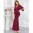 thumbnail image 4 of Vestido largo de maternidad AISWI con faja de flores burdeos XXL, 4 of 6