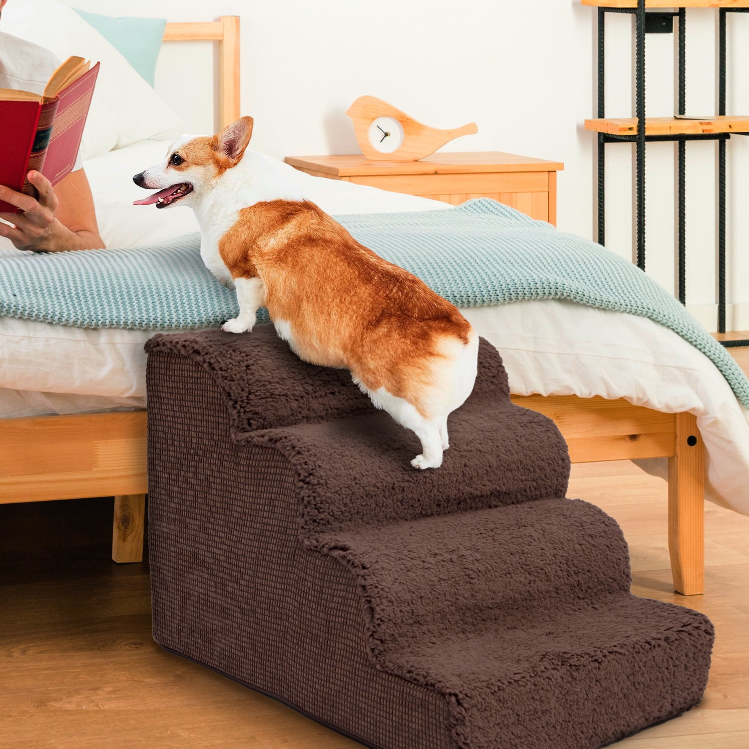 Precious Tails High Density Foam Scalloped Sherpa Top 4 Steps for Dog/Cat