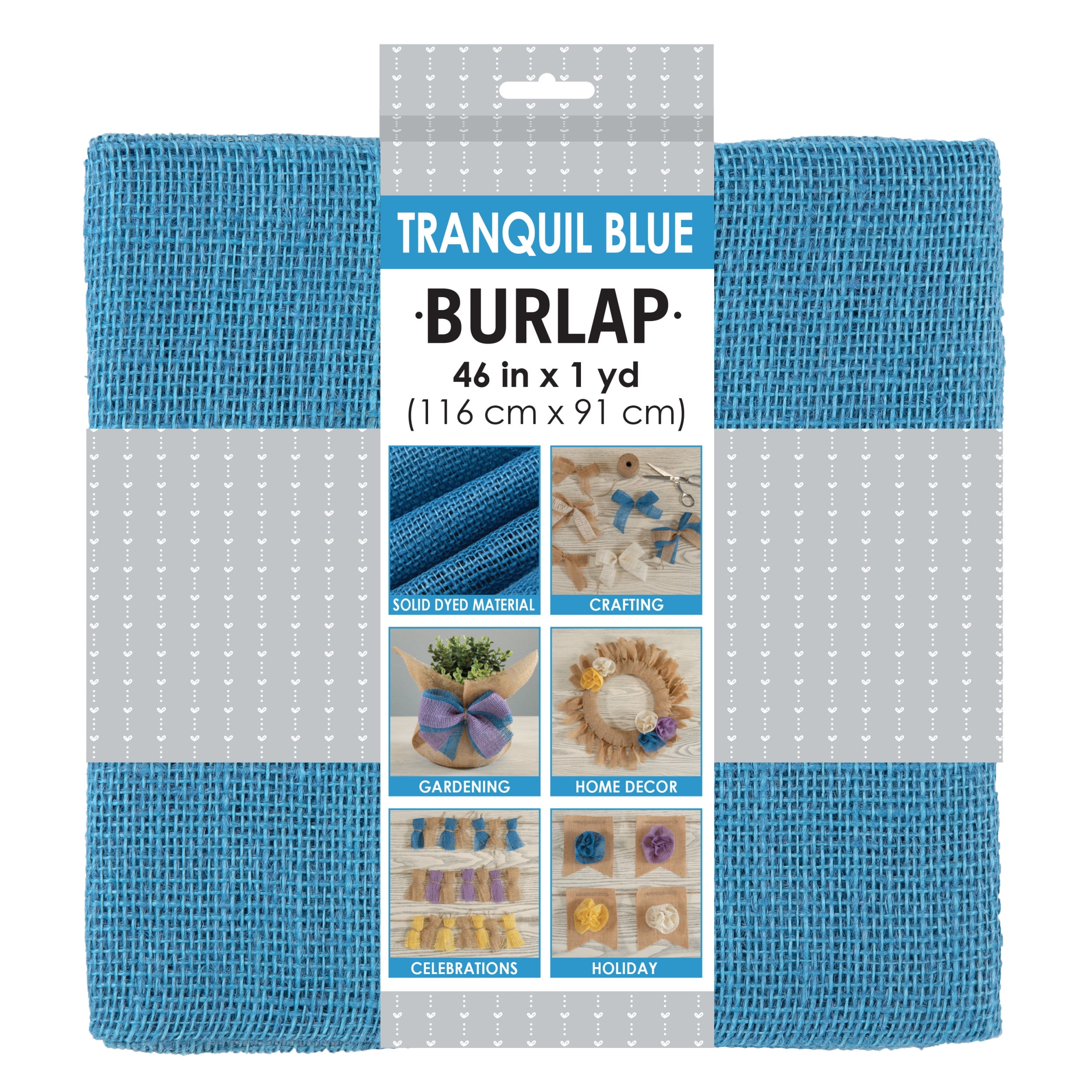 (2 pack) Allen Company Precut Natural Jute Burlap, Finished Edges, 46"W x 1-Yard, Tranquil Blue