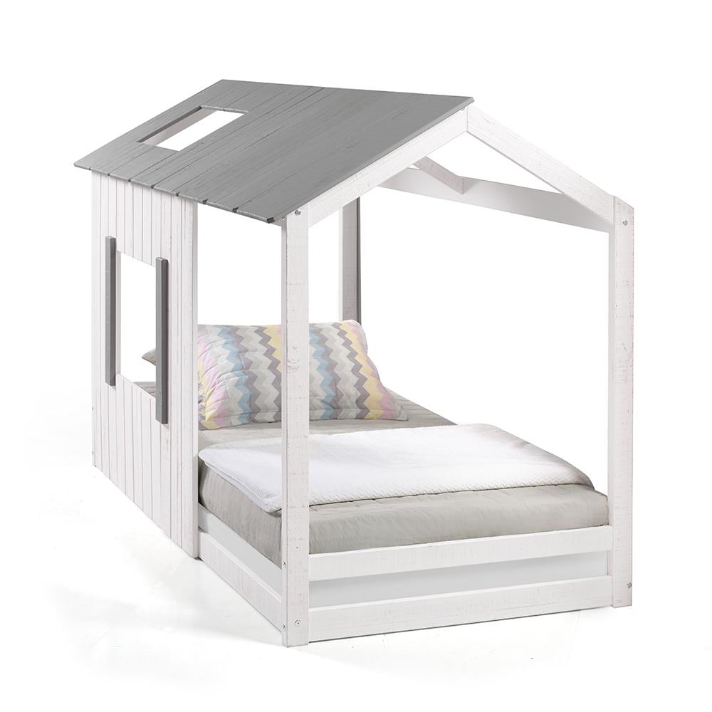 P'kolino Kid's House Twin Floor Bed - Rustic Grey/Natural