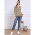 thumbnail image 4 of DARING DIVA Women's Long Sleeve Casual V Neck Knitted Striped Top XS Brown, 4 of 6