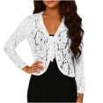 thumbnail image 2 of Purcolt Women's Sheer Lace Embroidery Jacket Dressy Elegant Long Sleeve Open Front Shrug Top Summer Loose Fit Cardigan with Tie for Dress, 2 of 8