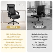 Primy Office Chair with Retractable Footrest, Ergonomic High Back Executive Computer Desk Chair, Big & Tall PU Leather Reclining Chair for Home Office Work