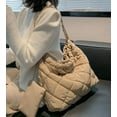 thumbnail image 3 of Kukuzhu Quilted Tote Bag for Women Padding Down Cotton Hobo Bag Fashion Large Shoulder Bag, 3 of 6