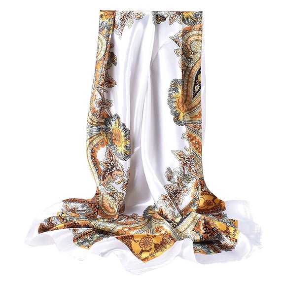 TELOLY Headscarf Women's Winter Like Silk Satin Scarf for Hair Wrapping at Night Scarf for Sleeping 90CM Silk Square Scarf Hand Flower Turban Shawl Scarf Green One Size