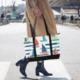thumbnail image 4 of FORMRS Canvas Laptop Tote Bag for Women with 15.6" Computer Compartments Shoulder Handbag, Colorful Sailboats, 4 of 7