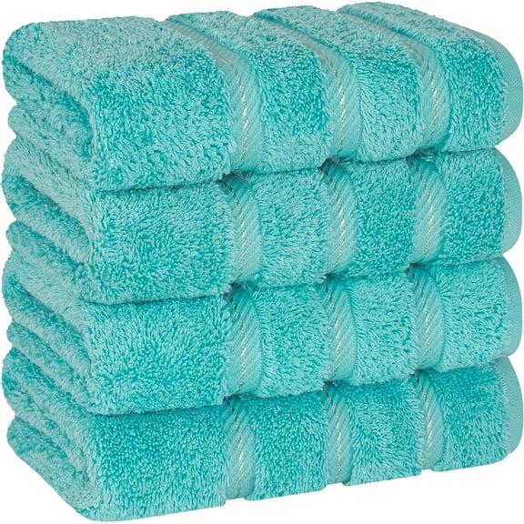 KKFEN-Luxury Hand Towels for Bathroom, 600 GSM Heawy Weight 16x28 Size 100% Cotton Turkish 4 Piece Hand Face Towel Set, Turquoise Blue Hand Towels