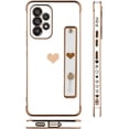 thumbnail image 4 of Compatible with Samsung Galaxy A53 5G Case Love Heart Plating Wristband Luxury Elegant Case Camera Protector Soft TPU Kickstand Protective Corner Back Cover Galaxy A53 5G Case -White, 4 of 11
