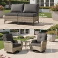 thumbnail image 6 of Ovios 11 Pieces Patio Furniture Set All-Weather Wicker Outdoor Sectional with 54" Fire Pit, Swivel Chairs & Solar Table, 6 of 10