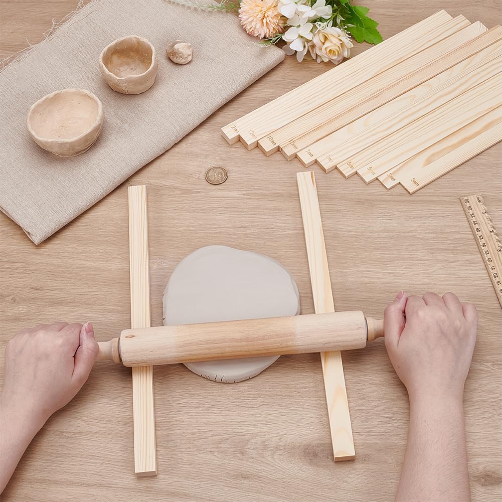 Ceramic Clay Pottery Tool Kits Wood Linen Cloth Fabric and Wooden Rolling Pin Rulers Portable Pottery Wedging Board Linen Tablecloth